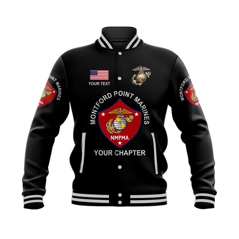 (Custom) Montford Point Marines Baseball Jacket Shirt African-American Marine Corps Original - Black LT8