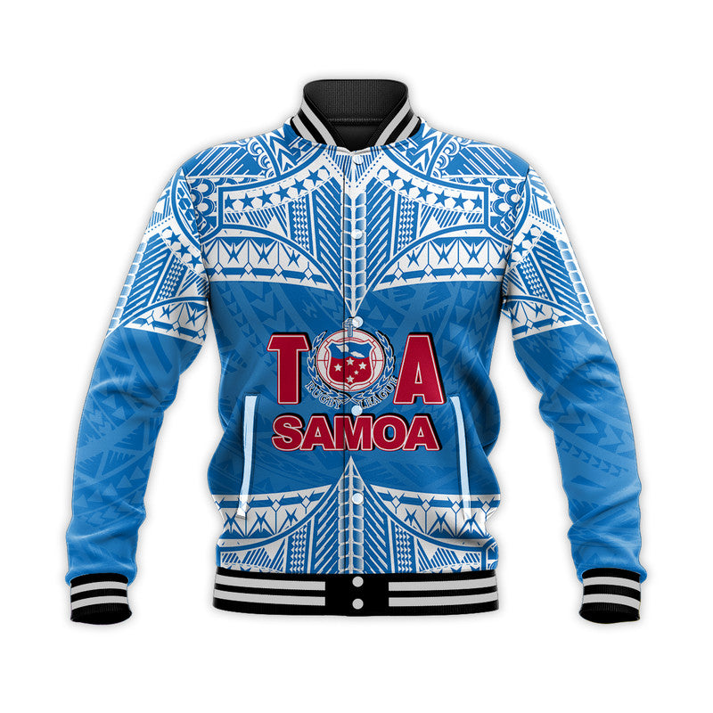 Custom Personalised And Number Toa Samoa Rugby Baseball Jacket Blue Sky LT6 - Wonder Print Shop