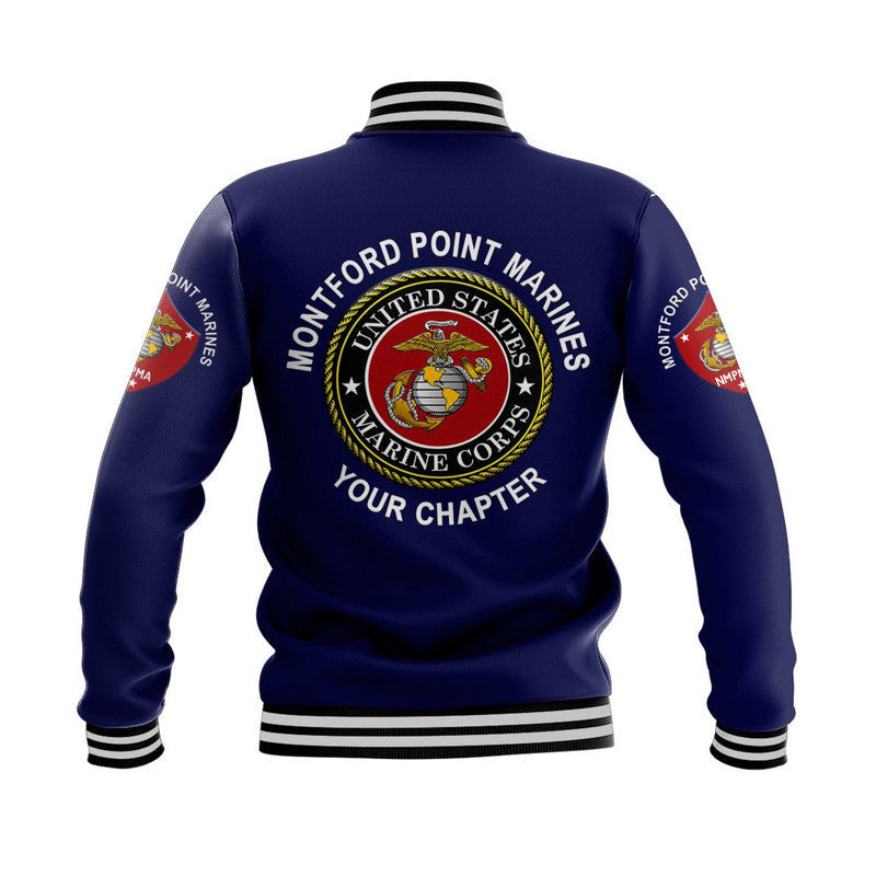 (Custom) Montford Point Marines Baseball Jacket Shirt African-American Marine Corps Simple - Navy Blue LT8 - Wonder Print Shop