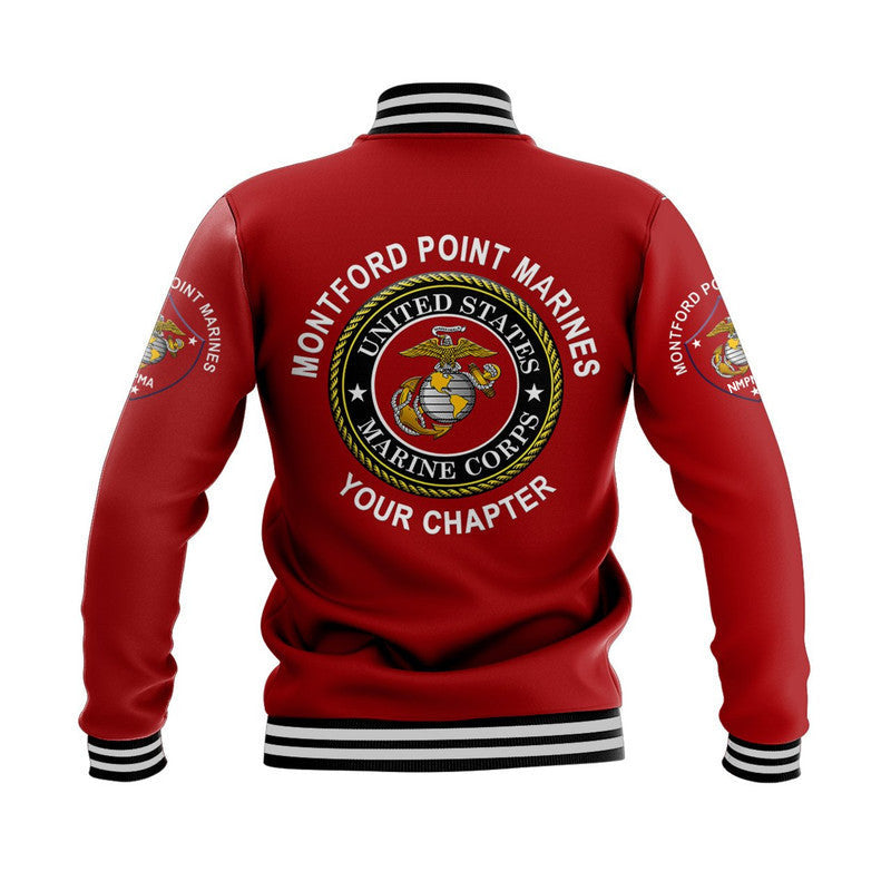 (Custom) Montford Point Marines Baseball Jacket Shirt African-American Marine Corps Original - Red LT8 - Wonder Print Shop