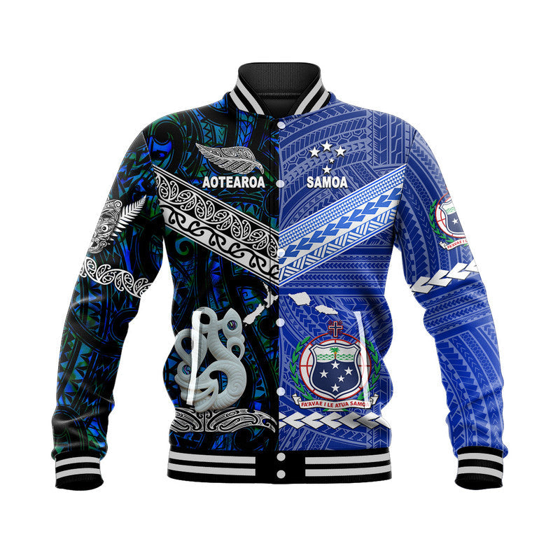 Samoa and New Zealand Baseball Jacket Together Blue LT8 - Wonder Print Shop