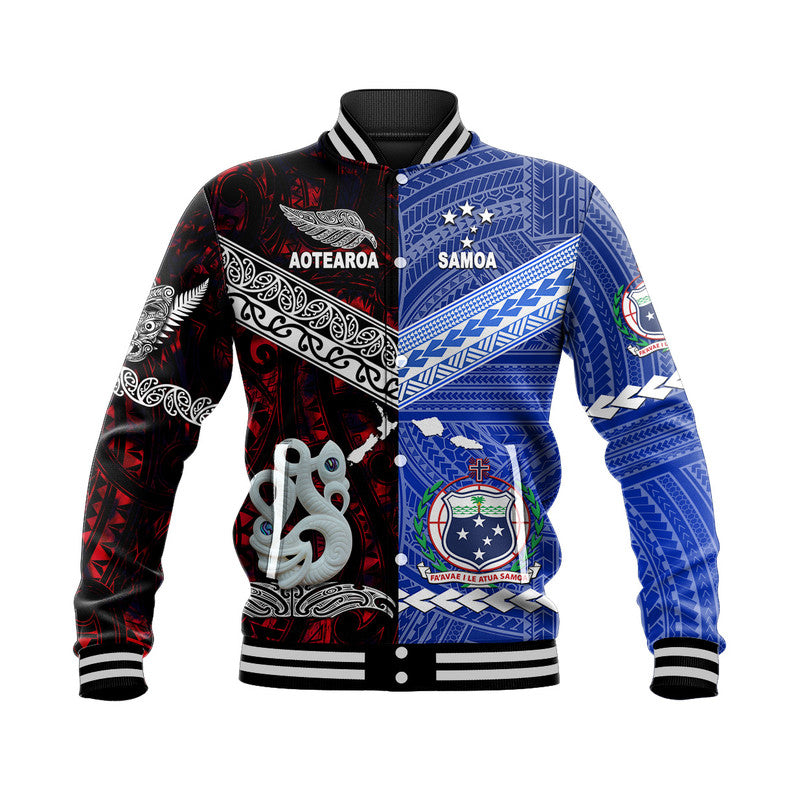 Samoa and New Zealand Baseball Jacket Together Red LT8 - Wonder Print Shop