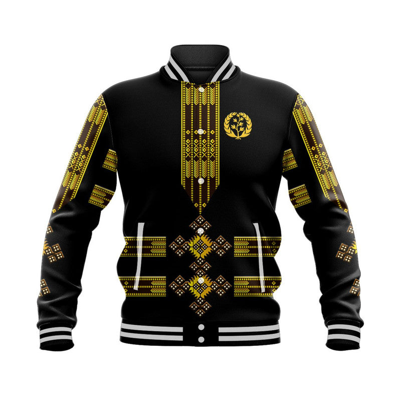 (Custom Personalised) Eritrea Baseball Jacket Fancy Tibeb Vibes NO.1 Ver - Black LT8 - Wonder Print Shop
