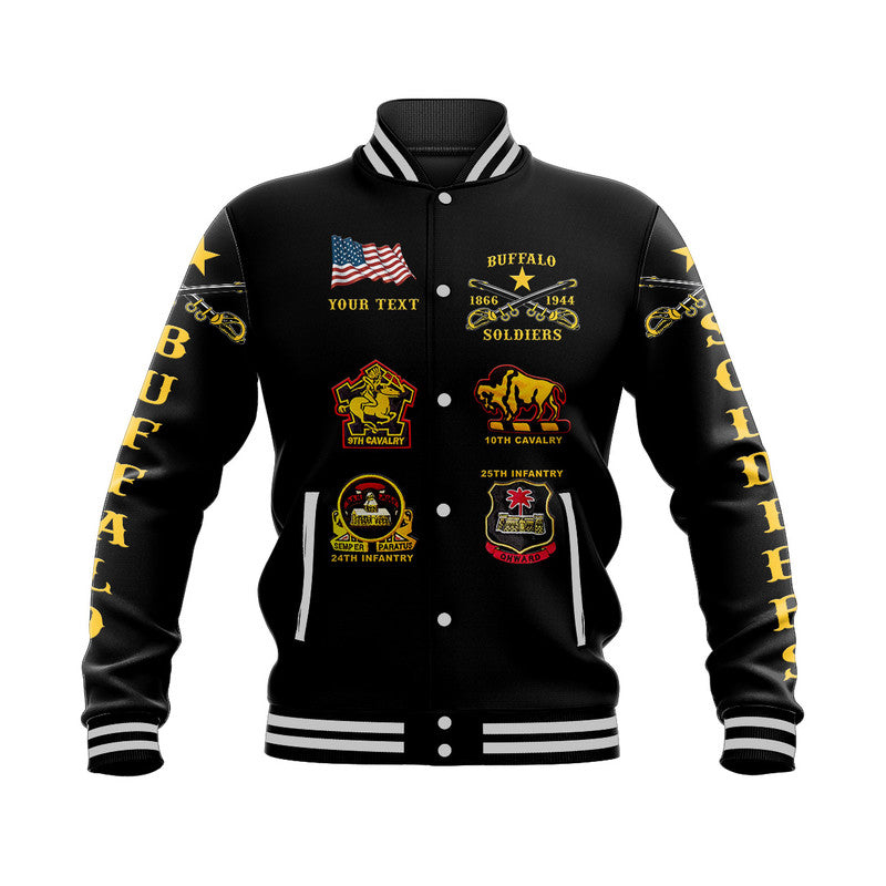 (Custom Personalised) Buffalo Soldiers Baseball Jacket African American Military Original Style - Black LT8 - Wonder Print Shop