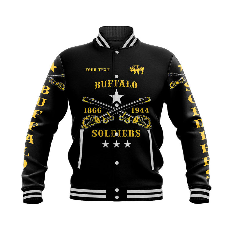 (Custom Personalised) Buffalo Soldiers Baseball Jacket African American Military Simple Style - Black LT8 - Wonder Print Shop