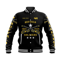 (Custom Personalised) Buffalo Soldiers Baseball Jacket African American Military Simple Style - Black LT8 - Wonder Print Shop