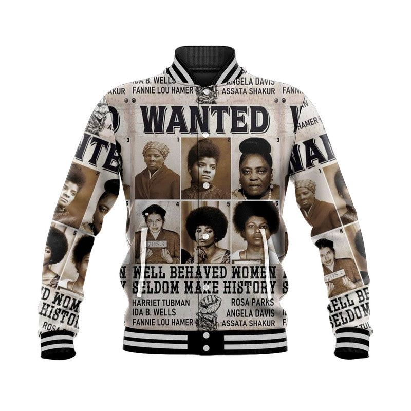 Civil Rights Female Leaders Baseball Jacket Wanted Version LT8 - Wonder Print Shop