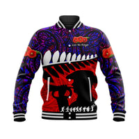 New Zealand Maori ANZAC Baseball Jacket Remembrance Soldier Purple LT8 - Wonder Print Shop