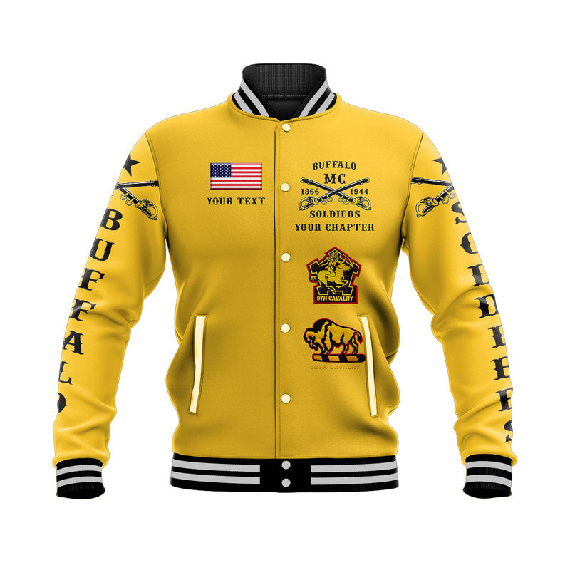 (Custom Personalised) Buffalo Soldiers Motorcycle Club BSMC Baseball Jacket Original Style - Gold LT8 - Wonder Print Shop