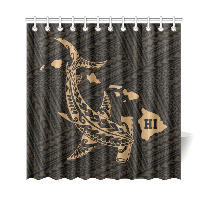 hawaii-shark-gold-polynesian-shower-curtain