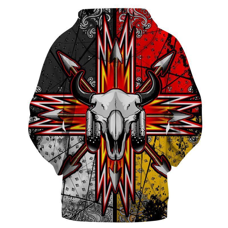 Bison Arrow 3D Hoodie Pullover Native American Clothing LT10 - Wonder Print Shop
