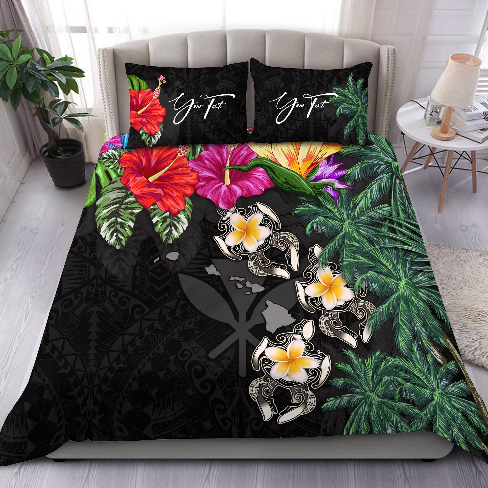 custom-hawaii-bedding-set-hibiscus-turtle-black-personal-signature