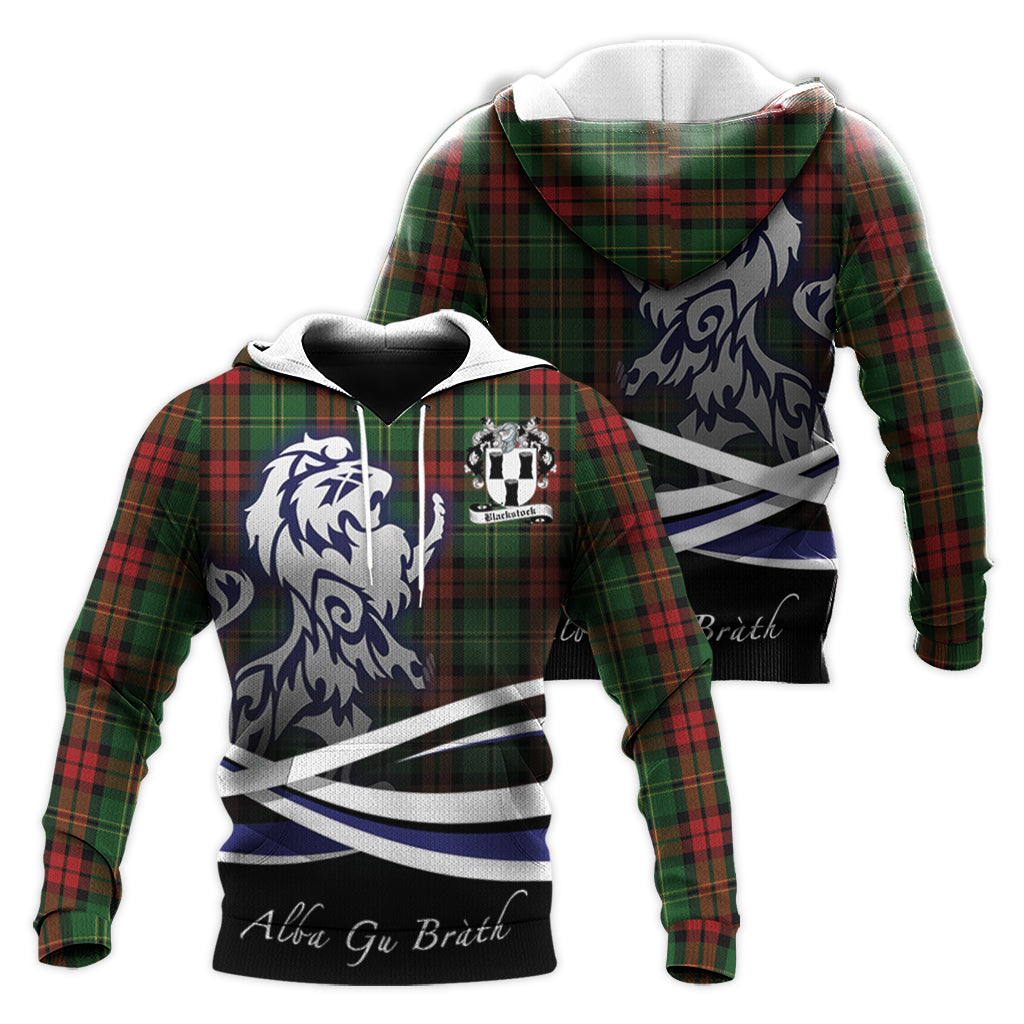 Blackstock Hunting Clan Badge Hoodie, Family Coat Of Arms with Scottish Lion Pullover Hoodie Alba Gu Brath K23