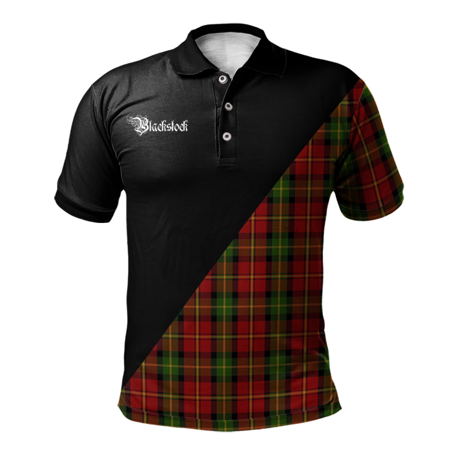 Blackstock Red Dress Mens Polo, Scottish Clan Polo Shirt Military Logo Style K23