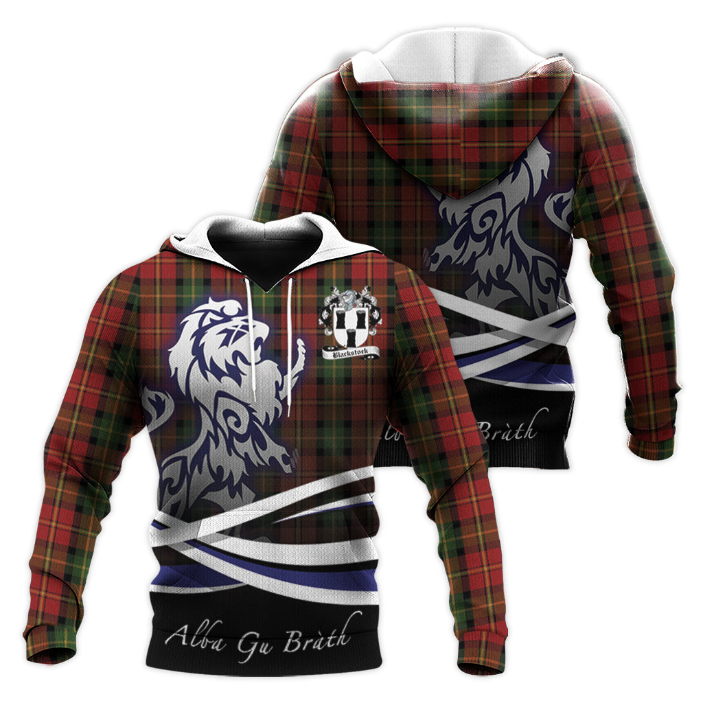 Blackstock Red Dress Clan Badge Hoodie, Family Coat Of Arms with Scottish Lion Pullover Hoodie Alba Gu Brath K23