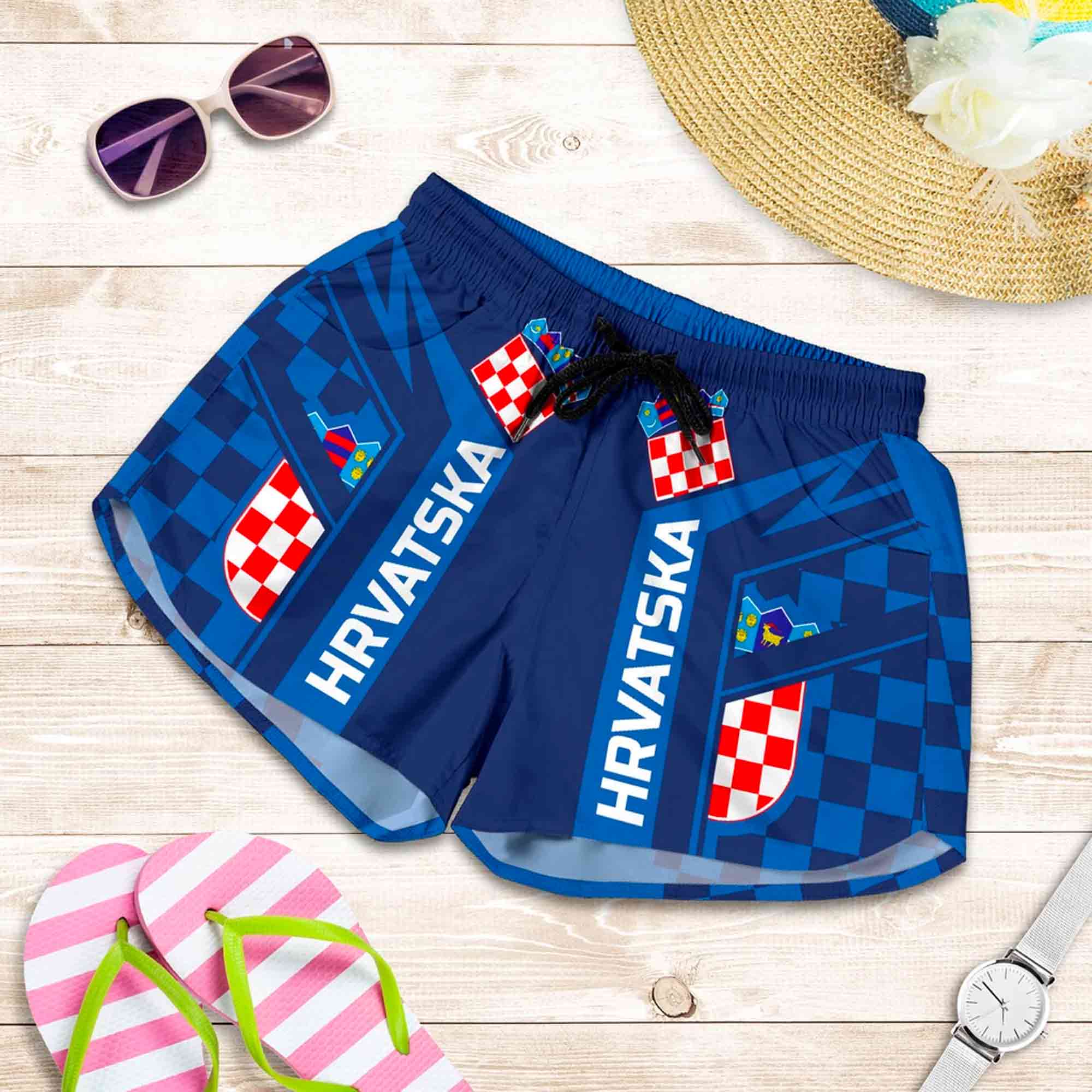 croatia-hrvatska-air-shorts-for-women-blue
