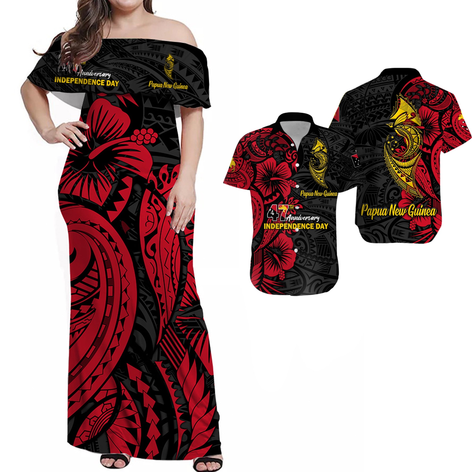 Papua New Guinea 47th Independence Day Bird Of Paradise Matching Hawaiian Shirt And Dress - LT2 - Wonder Print Shop