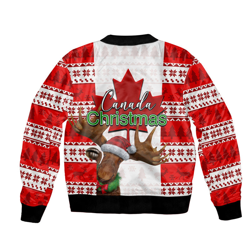 Christmas Moose Canada Bomber Jacket Flag Style  LT6 - Wonder Print Shop