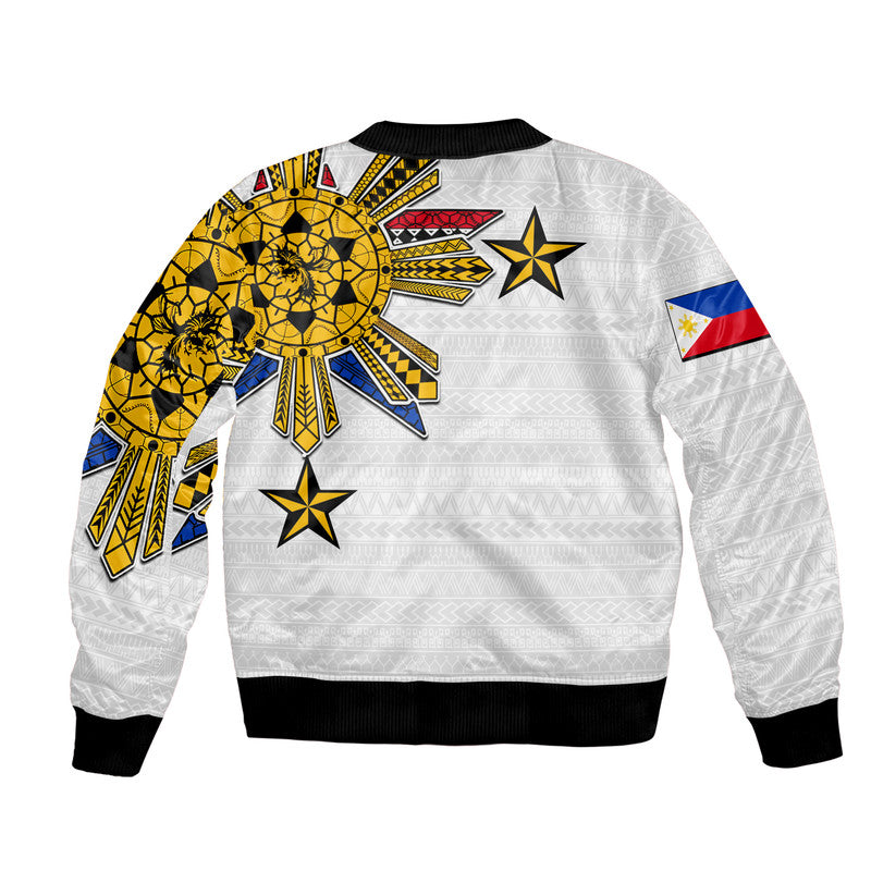 (Custom Personalised) Filipino Bomber Jacket Tribal White Style LT6 - Wonder Print Shop