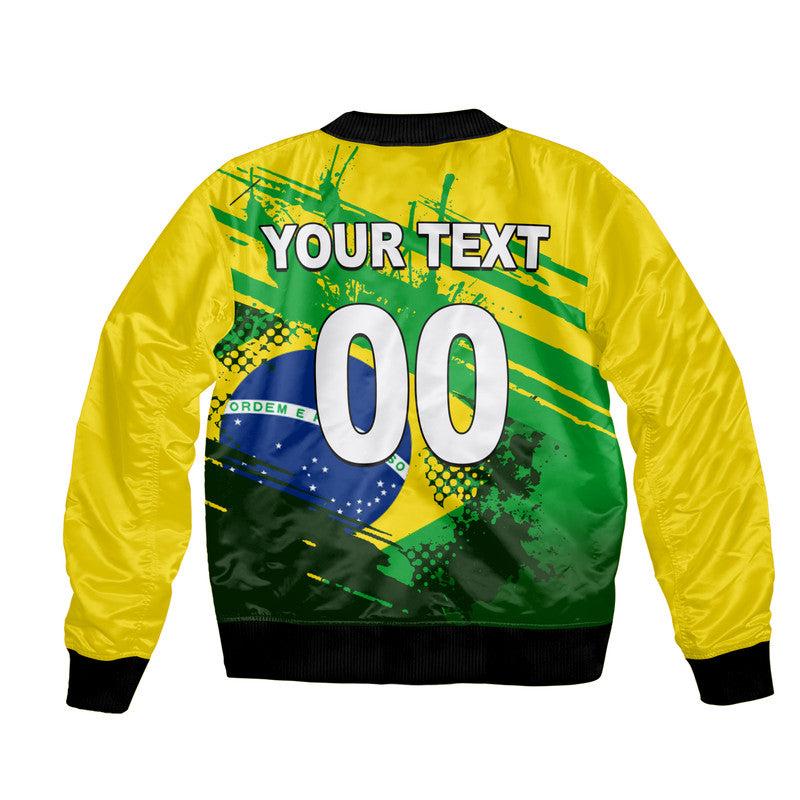 (Custom Personalised And Number) Brazil World Cup Soccer Bomber Jacket LT6 - Wonder Print Shop