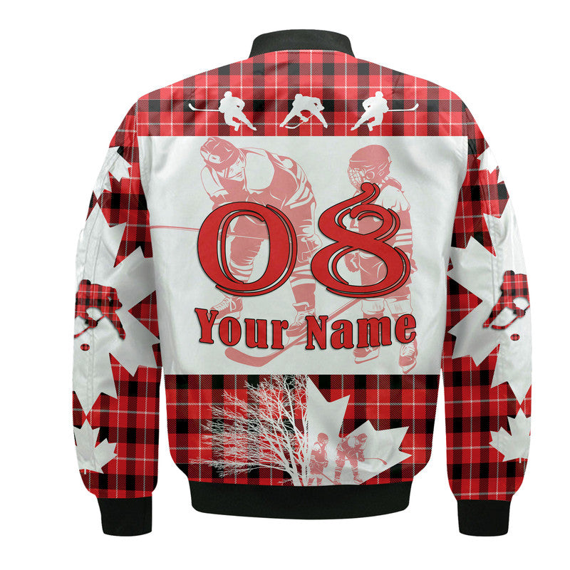 (Custom Personalised) Fathers Day - Canada Hockey Bomber Jacket - Maple Leaf Tartan LT9 - Wonder Print Shop
