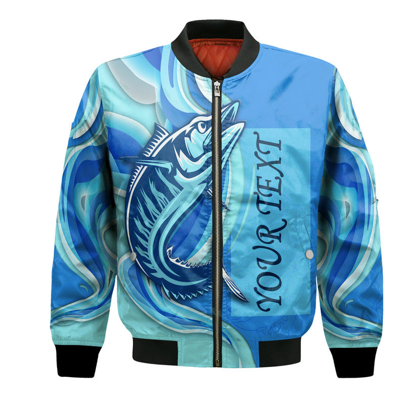 (Custom Personalised) Fathers Day Fishing Quotes Bomber Jacket - Ocean Wave Style LT9 - Wonder Print Shop