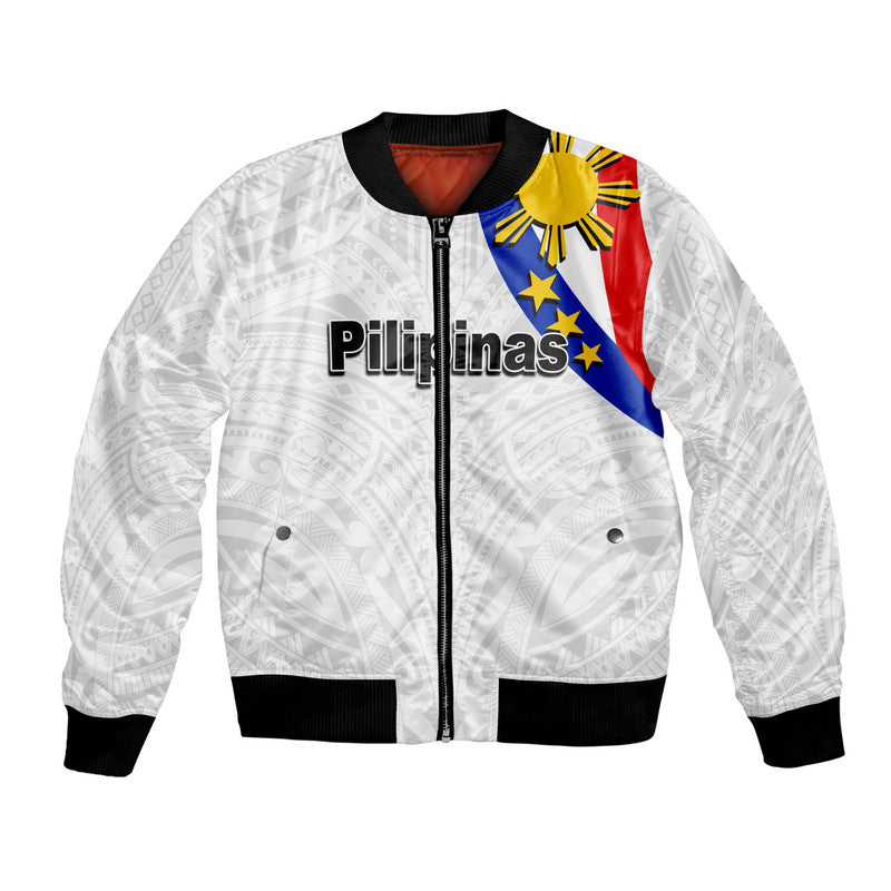 Pilipinas Bomber Jacket Simple Style- White LT6 - Wonder Print Shop