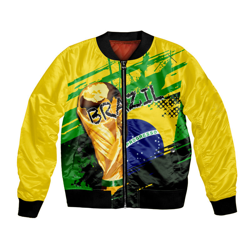 (Custom Personalised And Number) Brazil World Cup Soccer Bomber Jacket LT6 - Wonder Print Shop