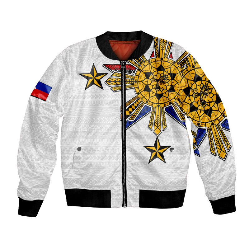 (Custom Personalised) Filipino Bomber Jacket Tribal White Style LT6 - Wonder Print Shop