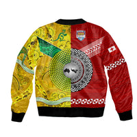 Mate Ma'a Tonga Ngatu And Australia Wallabies Aboriginal Bomber Jacket Rugby Together LT8 - Wonder Print Shop