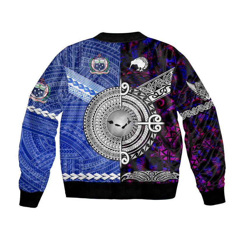 Samoa and New Zealand Bomber Jacket Together Purple LT8 - Wonder Print Shop