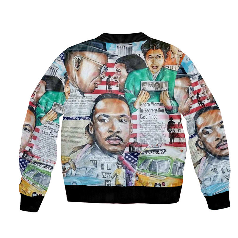 Civil Rights Leaders Bomber Jacket Newspaper Art Version LT8 - Wonder Print Shop