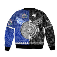Samoa and New Zealand Bomber Jacket Together Black LT8 - Wonder Print Shop