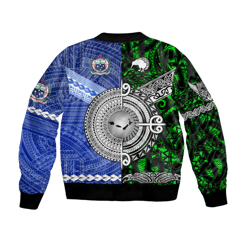 Samoa and New Zealand Bomber Jacket Together Green LT8 - Wonder Print Shop
