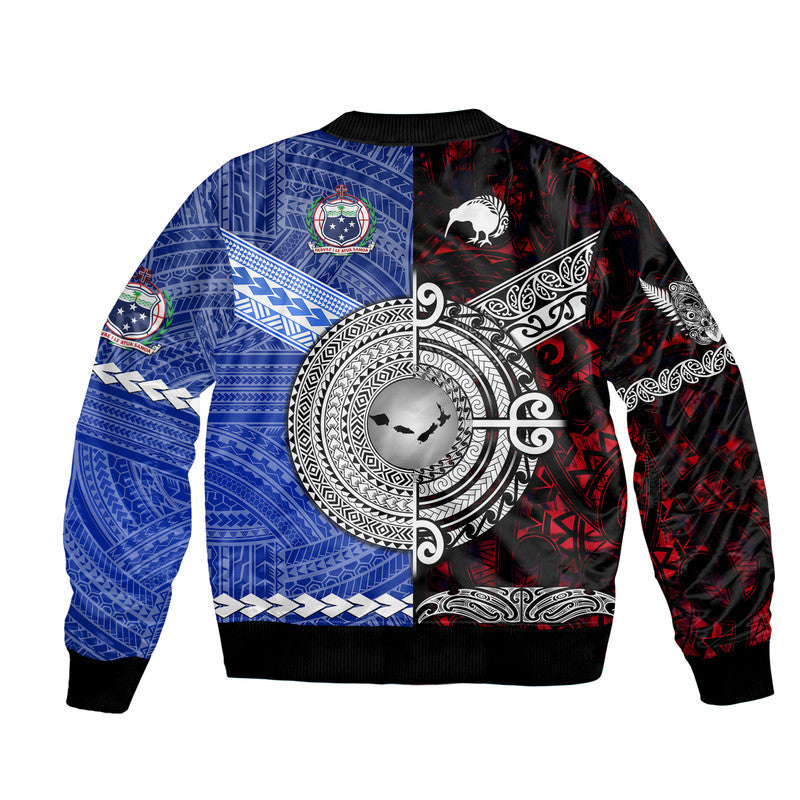 Samoa and New Zealand Bomber Jacket Together Red LT8 - Wonder Print Shop
