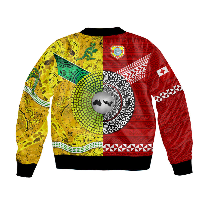 Tonga Ikale Tahi Ngatu And Australia Wallabies Aboriginal Bomber Jacket Rugby Together LT8 - Wonder Print Shop