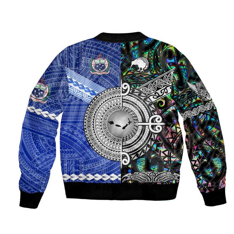 Samoa and New Zealand Bomber Jacket Together Paua Shell LT8 - Wonder Print Shop