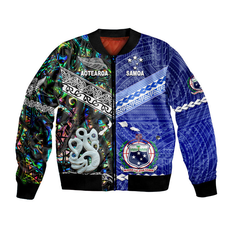 Samoa and New Zealand Bomber Jacket Together Paua Shell LT8 - Wonder Print Shop