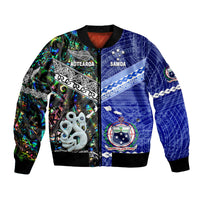 Samoa and New Zealand Bomber Jacket Together Paua Shell LT8 - Wonder Print Shop