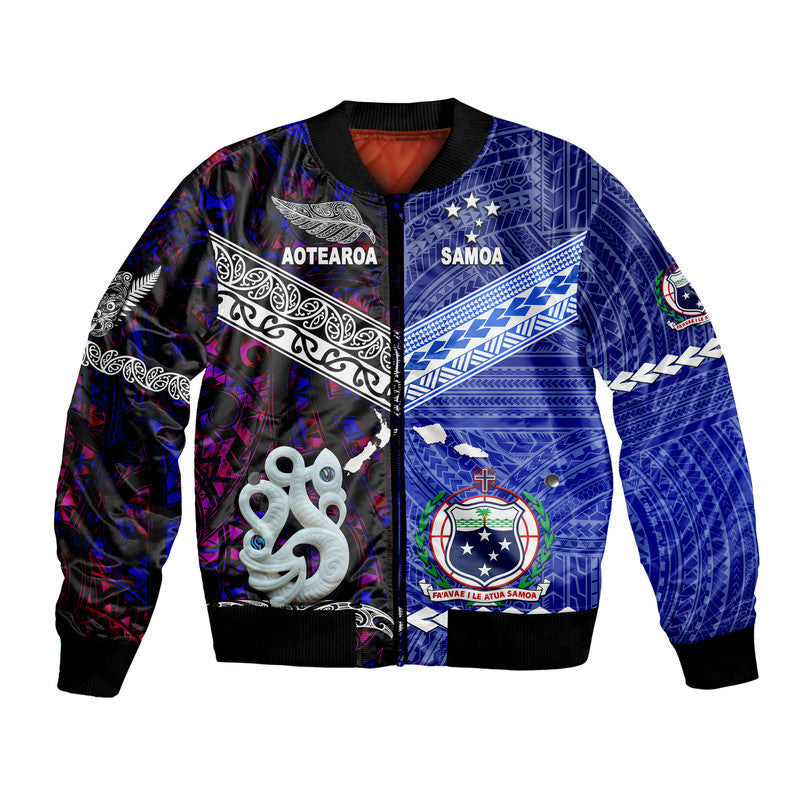 Samoa and New Zealand Bomber Jacket Together Purple LT8 - Wonder Print Shop