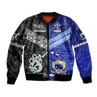 Samoa and New Zealand Bomber Jacket Together Black LT8 - Wonder Print Shop