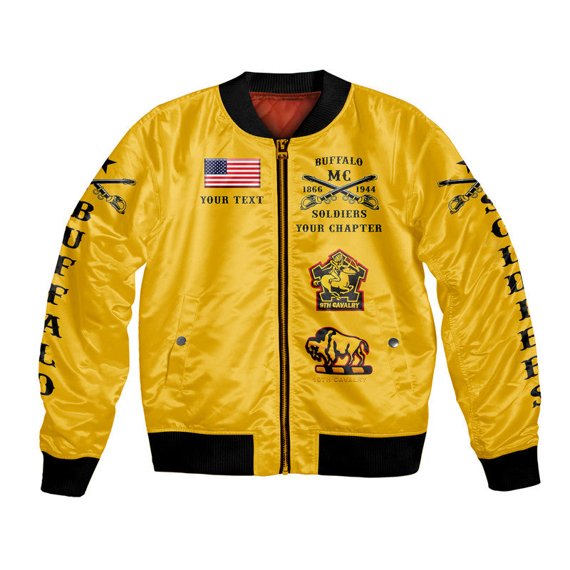 (Custom Personalised) Buffalo Soldiers Motorcycle Club BSMC Bomber Jacket Original Style - Gold LT8 - Wonder Print Shop