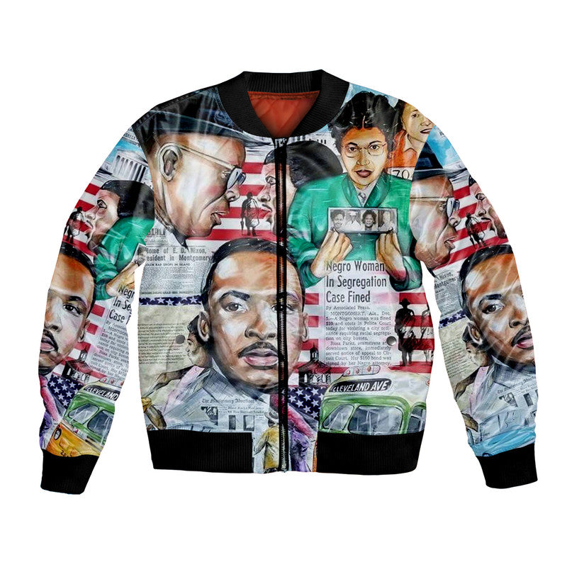 Civil Rights Leaders Bomber Jacket Newspaper Art Version LT8 - Wonder Print Shop