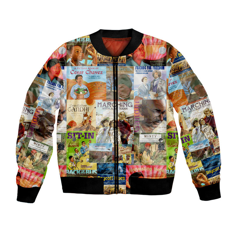 Civil Rights Movement Bomber Jacket Painting Book Vibes LT8 - Wonder Print Shop