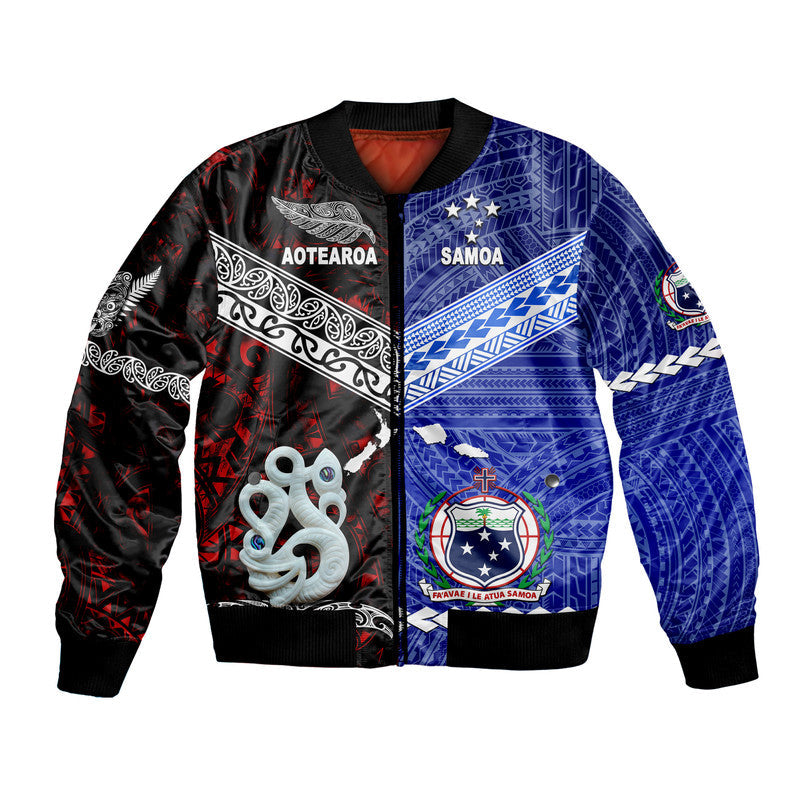 Samoa and New Zealand Bomber Jacket Together Red LT8 - Wonder Print Shop