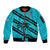 (Custom Text And Number) Fiji Rugby Tapa Pattern Fijian 7s Cyan Sleeve Zip Bomber Jacket - Wonder Print Shop