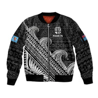 Fiji Sevens Rugby Fijian 7s Black Tapa Polynesian Art Bomber Jacket - Wonder Print Shop