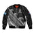 (Custom Text And Number) Fiji Sevens Rugby Fijian 7s Black Tapa Polynesian Art Sleeve Zip Bomber Jacket - Wonder Print Shop