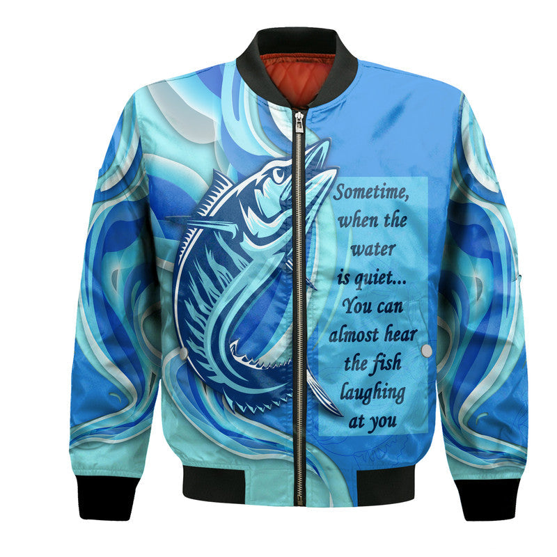 Fathers Day Fishing Quotes Bomber Jacket - Ocean Wave Style LT9 - Wonder Print Shop