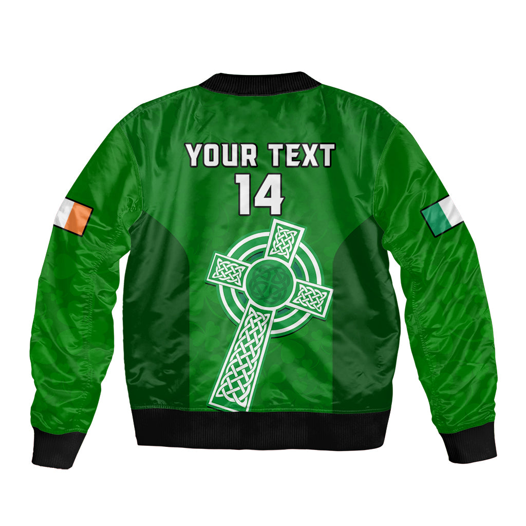 (Custom Text And Number) Ireland Rugby Go Shamrocks Sleeve Zip Bomber Jacket - Wonder Print Shop